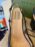 Pre Loved Gucci Horsebit Leather Slingback Pumps in Black UK5 (excellent)