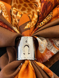 Pre Loved Hermes Horseshoe Palladium Scarf Ring (new)
