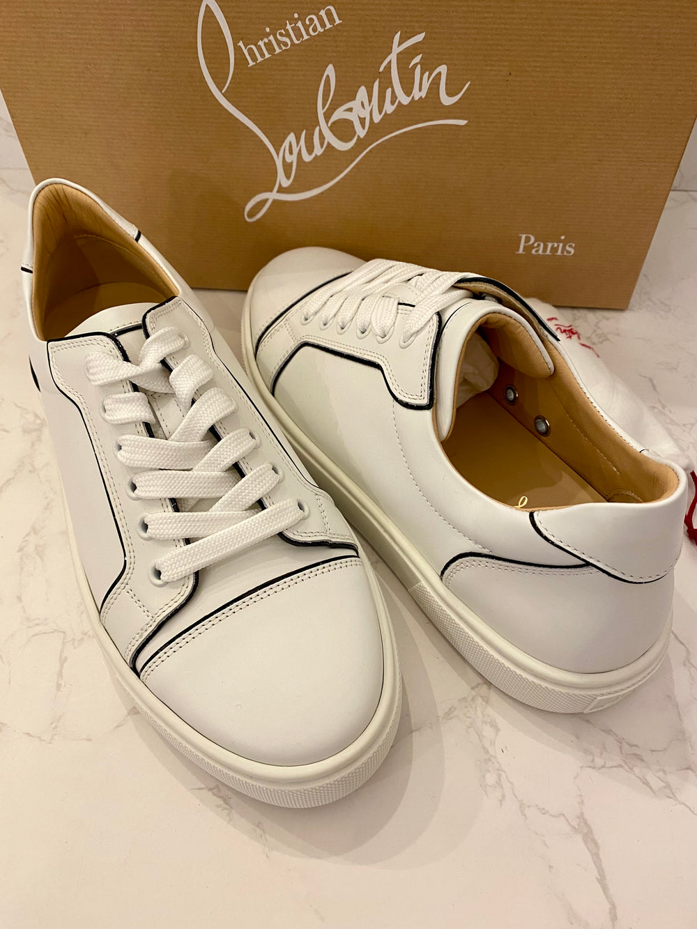 Pre Loved Christian Louboutin White Vierissima Sneakers UK 6 (new)