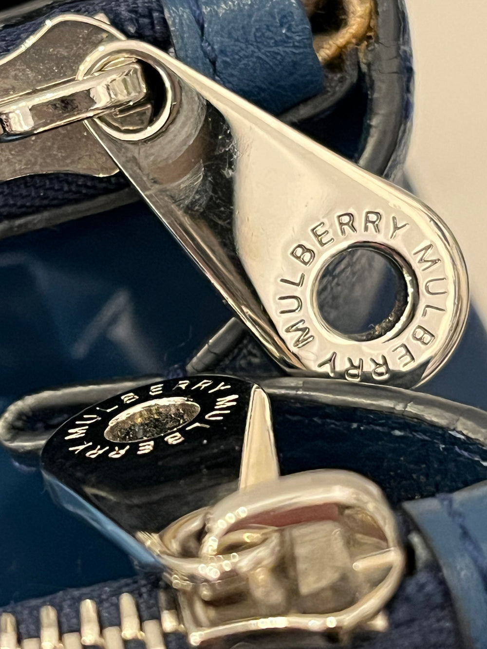 Pre Loved Mulberry Double Zipped Bayswater in Blue