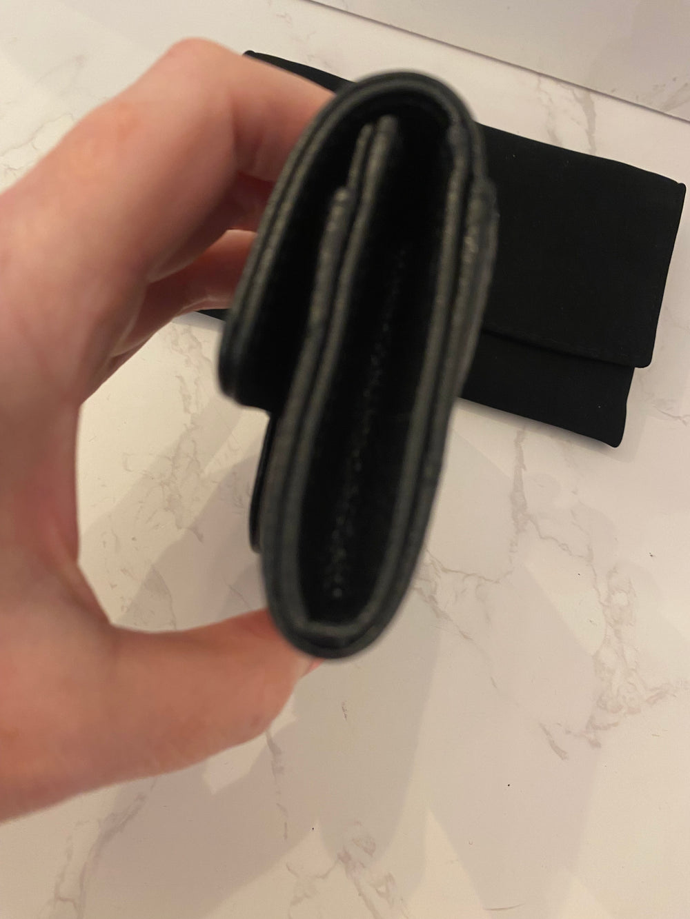 Pre Loved Chanel Classic Quilted Flap Cardholder in Black Caviar Leather (as new)