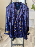 Pre Loved Ralph Lauren Sequin Navy Blue Blazer US 8, UK12 (new)