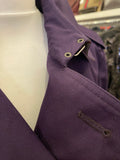 Pre Loved Burberry Purple Short Trench Coat with Nova Check Lining Size UK 12 slim fit