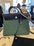 Hermes Herbag Zip 31 in Blue Saphir, Menthe and Criss Viking Toile With Hunter Leather
