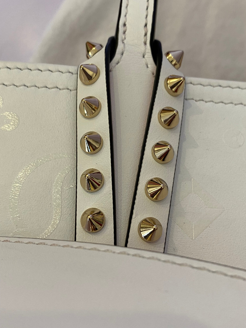 Pre Loved Christian Louboutin Cabata E/W Loubinthesky White Tote (as new)