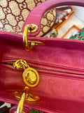 Pre Loved Christian Dior Diorissimo Tote Bag in deep cerise pink