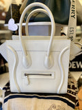 Pre Loved Celine Luggage Handbag in white leather