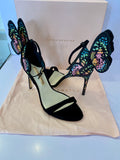 Pre Loved Sophia Webster Black Suede Chiara Wing-Embellished Sandals UK9 (excellent)