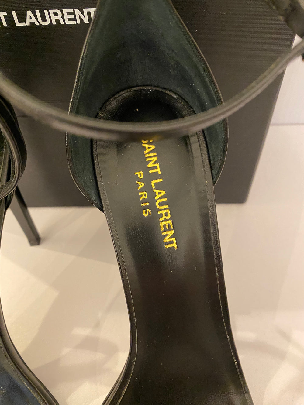 Pre Loved Yves Saint Laurent Opyum Sandals in Black Leather Size uk7