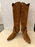 Roger Vivier Long Tan Suede Heeled Boots Size UK3.5 (fits 4) New