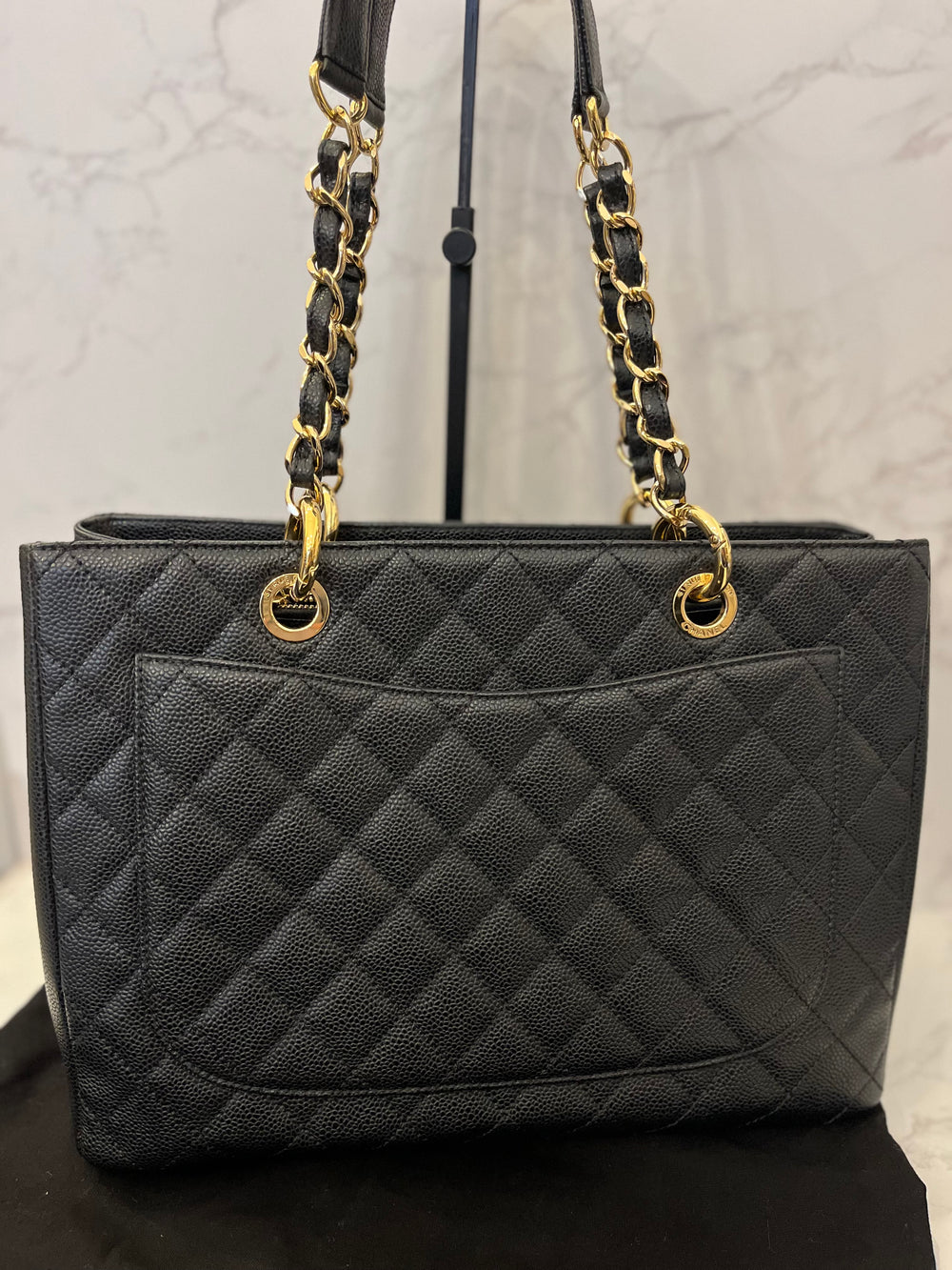 Pre Loved Chanel GST Grand Shopper Tote in Black Cavier Leather - Excellent