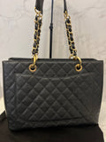 Pre Loved Chanel GST Grand Shopper Tote in Black Cavier Leather - Excellent