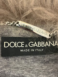 Pre Loved Dolce & Gabbana Grey Wool Knit Coat with Mongolian Lamb Fur Trim size 38 UK 6-8