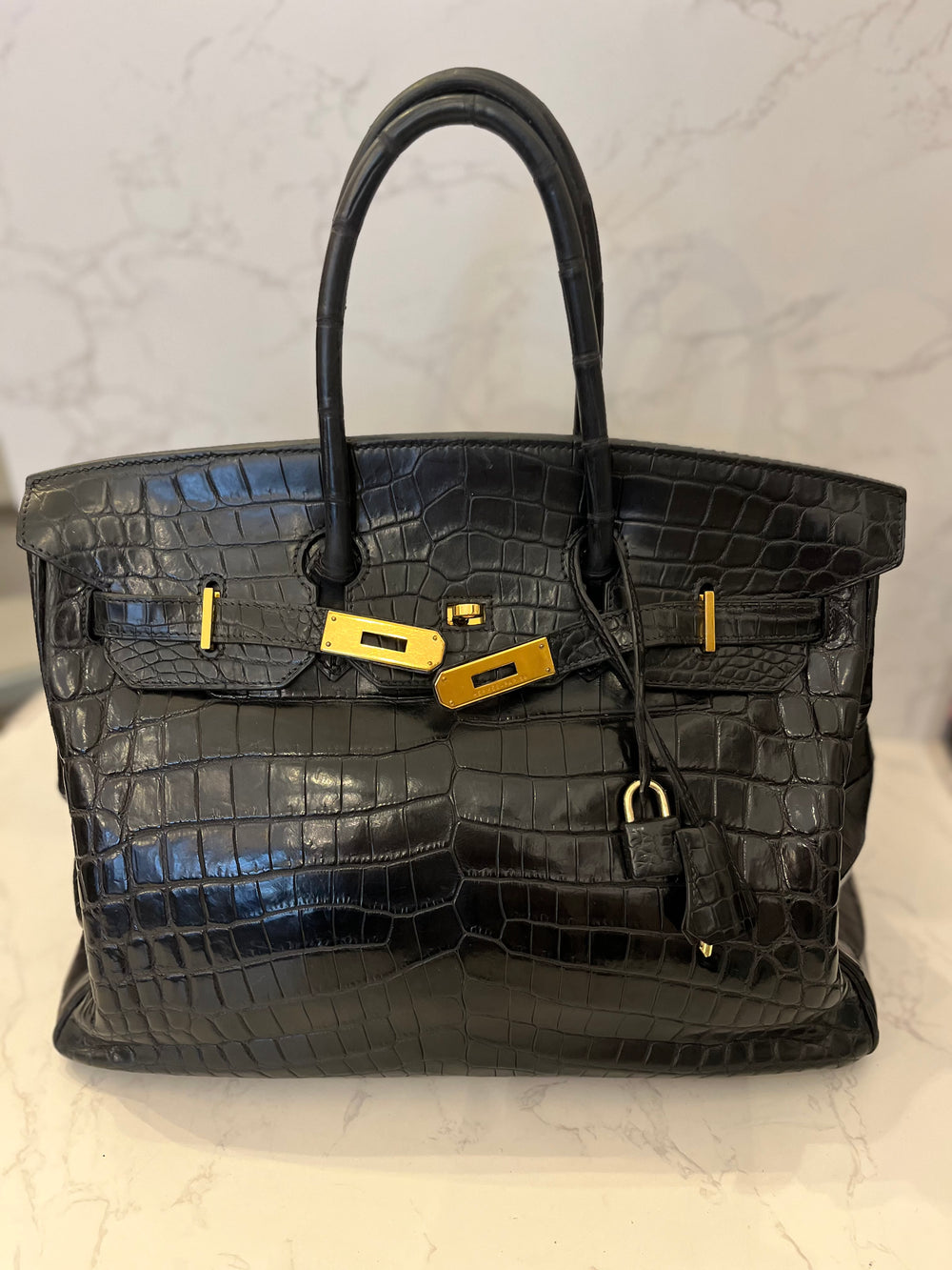 Pre Loved Hermes Birkin 35 in Black Certified Exotic Leather