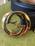Gucci Black GG Interlocking Buckle Belt 80cm (fits U.K. 8)