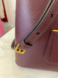 Pre Loved Prada Saffiano Cuir Tote in Burgundy Saffiano Leather