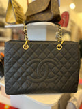 Pre Loved Chanel GST Grand Shopper Tote in Black Cavier Leather - Excellent