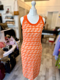 Pre Loved Fendi Zucca Orange Dress It40 Uk8