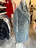 Popski Shearling Teddy Coat in Slate Size S fits U.K. 10-12
