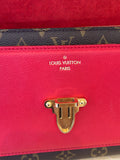 Pre Loved Louis Vuitton Victoire Shoulder Bag in Monogam Canvas and Red Leather - Excellent