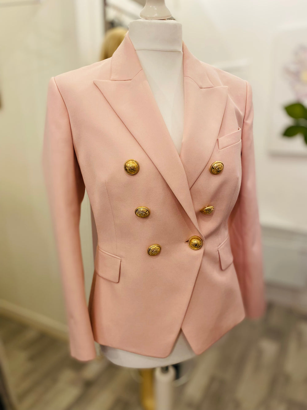 Pre Loved Balmain Double Breasted Pink Wool Blazer size 42 UK14 (excellent)