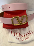 Pre Loved Valentino Garavani “V” Reversible Belt in Rose/ Cappuccino (as new) size 80 (U.K. 10)