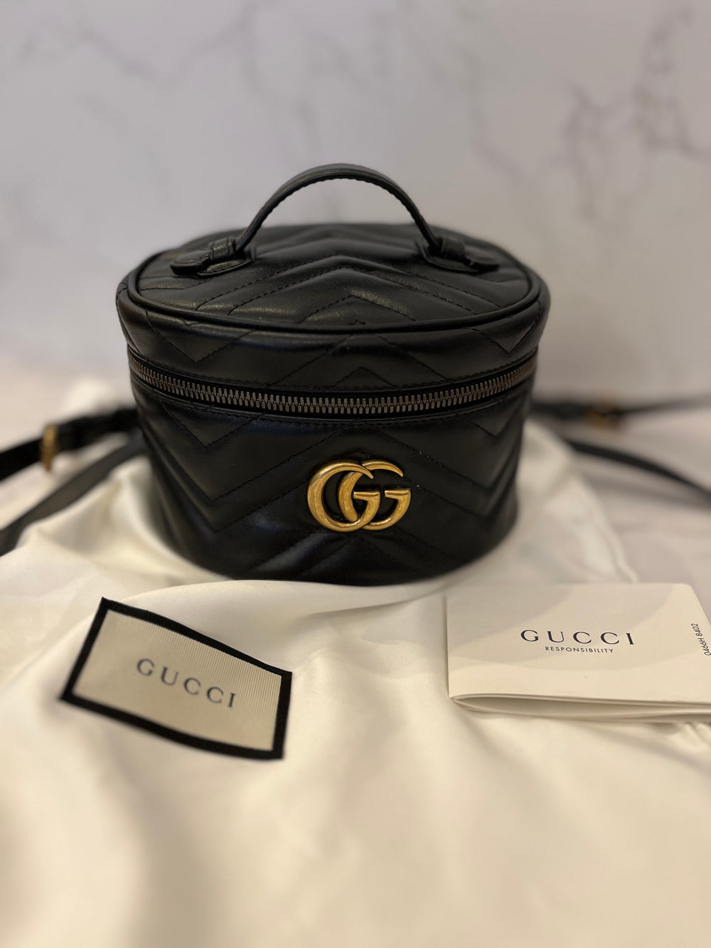 Pre Loved Gucci Marmont Small Backpack with Top Handle (pristine as new)
