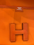 Pre Loved  Hermes Jige Elan 29 Clutch in Orange Swift Leather (excellent)