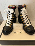 Gucci Sylvie Web ankle boots in black , BOX and dust bag size UK 5