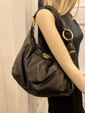 Pre Loved Vintage Prada Black Leather Slouchy Hobo Bag