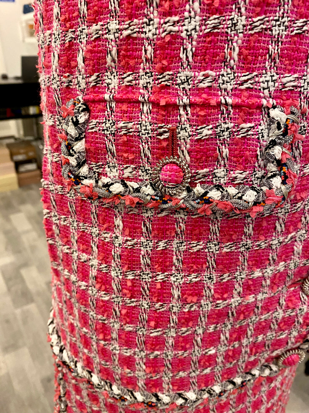 Pre Loved Chanel Pink Tweed Dress dress 36 fits uk8 (new)