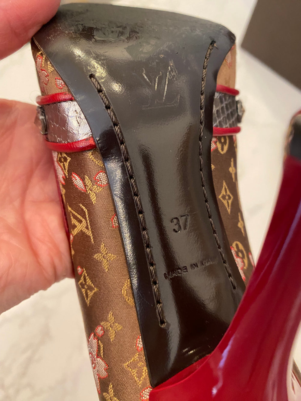 Pre Loved Louis Vuitton Monogram Cherry Blossom Heels UK 4