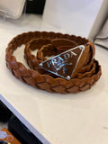 Prada Braided Belt in Cognac Brown 95cm UK 12