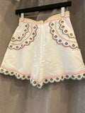 Pre Loved Zimmerman Embroidered Linen White Shorts UK6