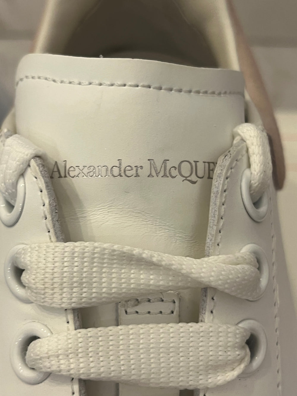 Pre Loved Alexander McQueen Oversized White Trainers with Pink Accents UK 5.5 (new)