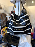 Chanel 22 in Black & White Striped Calfskin (new)