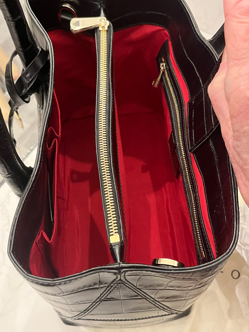 Pre Loved Aspinal of London Embossed Leather Small Tote Bag (new)