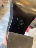 Chanel Black Leather Ankle Boots with CC Toe and Chain Sole Design  UK 5