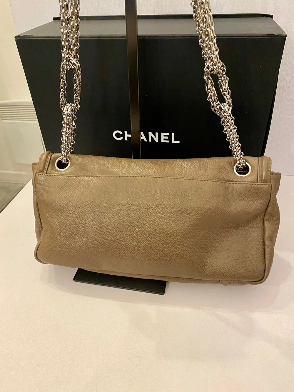 Pre Loved Chanel 2.55 Re-issue Mademoiselle Bag in Taupe  (excellent)