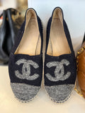 Pre Loved Chanel Navy & Grey Espadrilles size U.K. 4