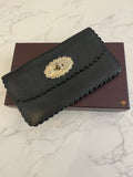 Pre Loved Mulberry Cookie Continental Purse Black Leather