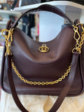 Pre Loved Mulberry Leighton Top Handle in Dark Burgundy Grained Leather (excellent)