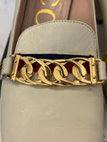 Pre Loved Gucci Sylvie Ivory Leather Block Heels  UK5.5
