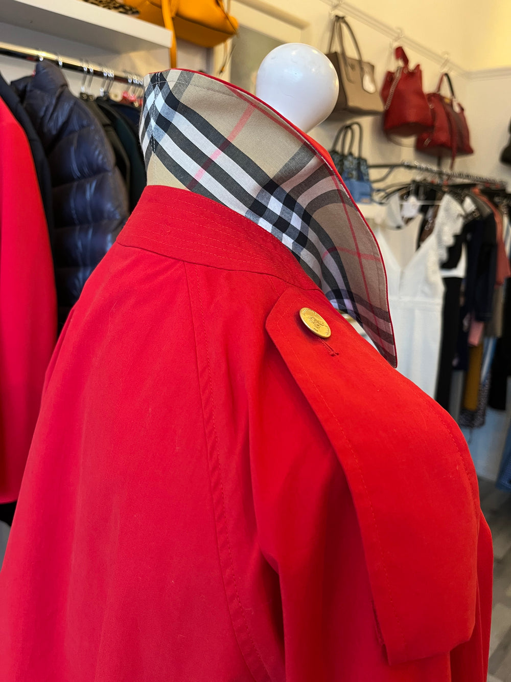 Pre Loved Burberry Red Trench Coat UK12