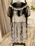 Pre Loved Chloe Black & Cream Lace Ruffle Dress with Slip uk8