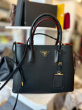 Pre Loved Prada Black Saffiano Leather Double Tote Bag