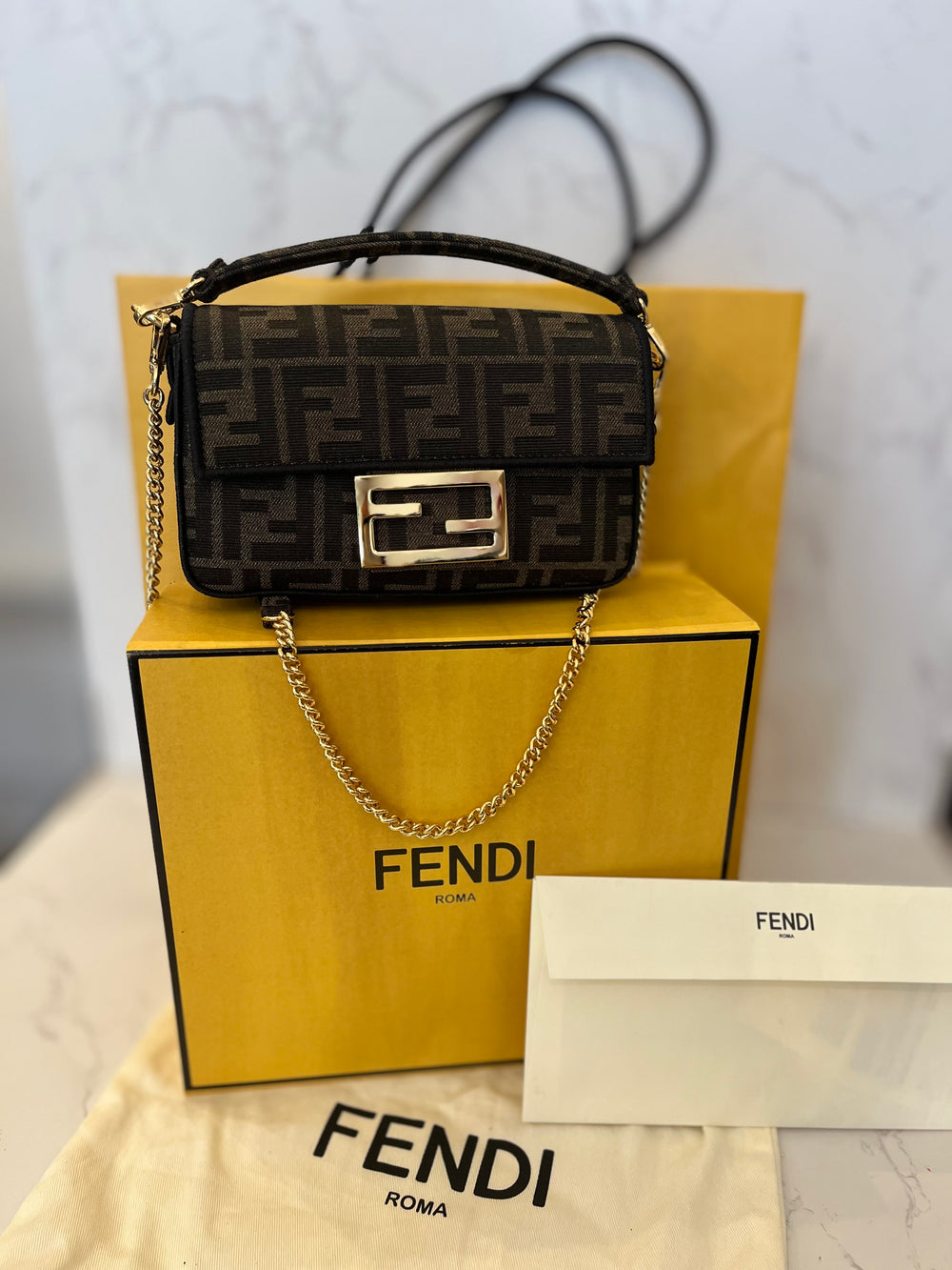 Pre Loved Fendi Mini Baguette Fabric Bag (new)