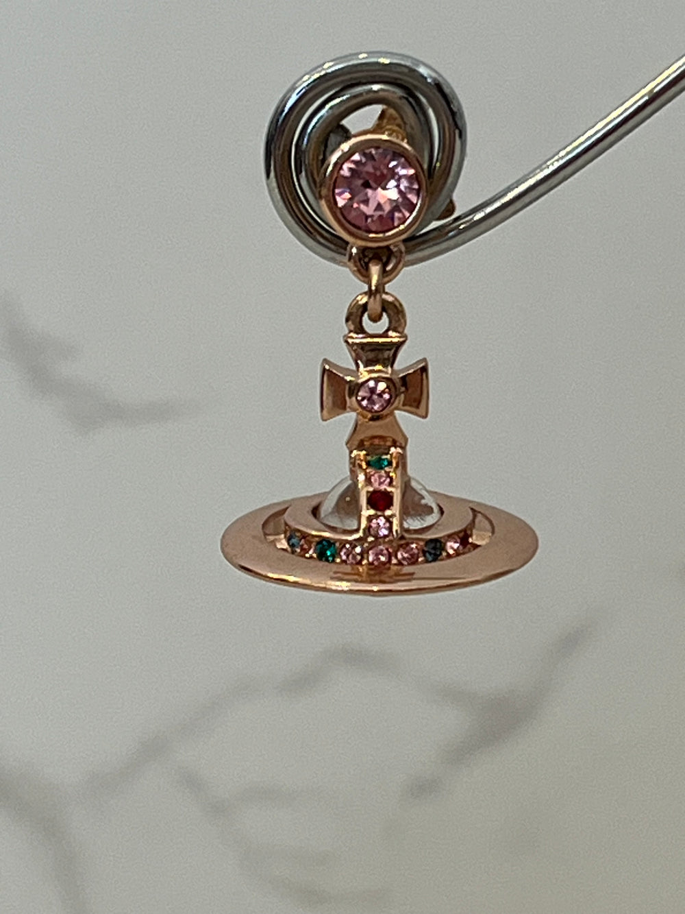 Pre Loved Vivienne Westwood Rose Gold Tone Orb Earrings