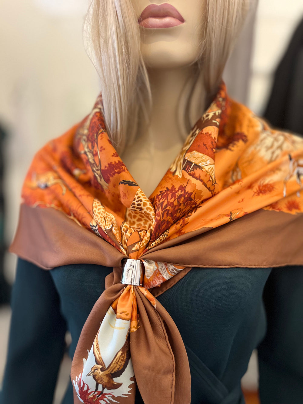 Pre Loved Hermes Horseshoe Palladium Scarf Ring (new)
