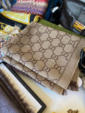 Pre Loved Gucci Brown/Beige Wool Scarf (excellent)